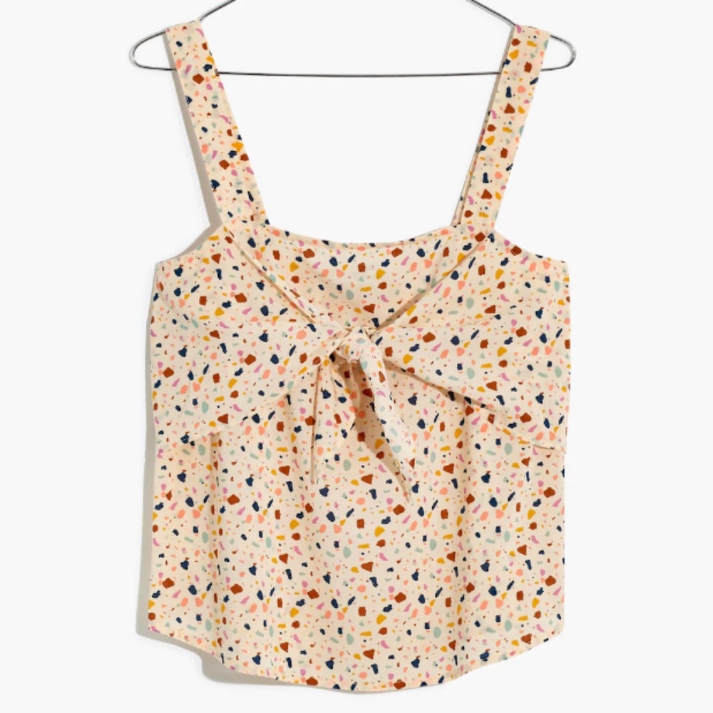 Madewell Cream Dot Bow Tie-Front Cami Size 6